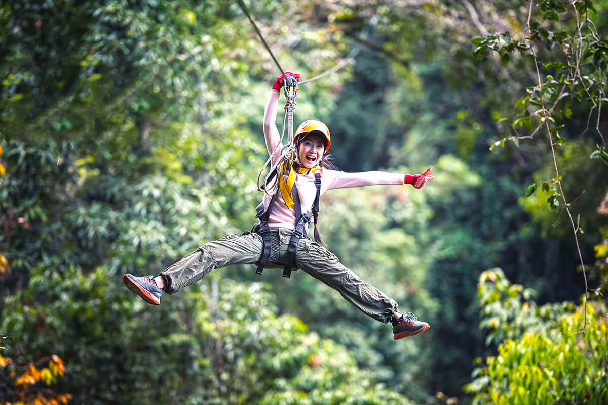 Zip-lining through the jungle canopy